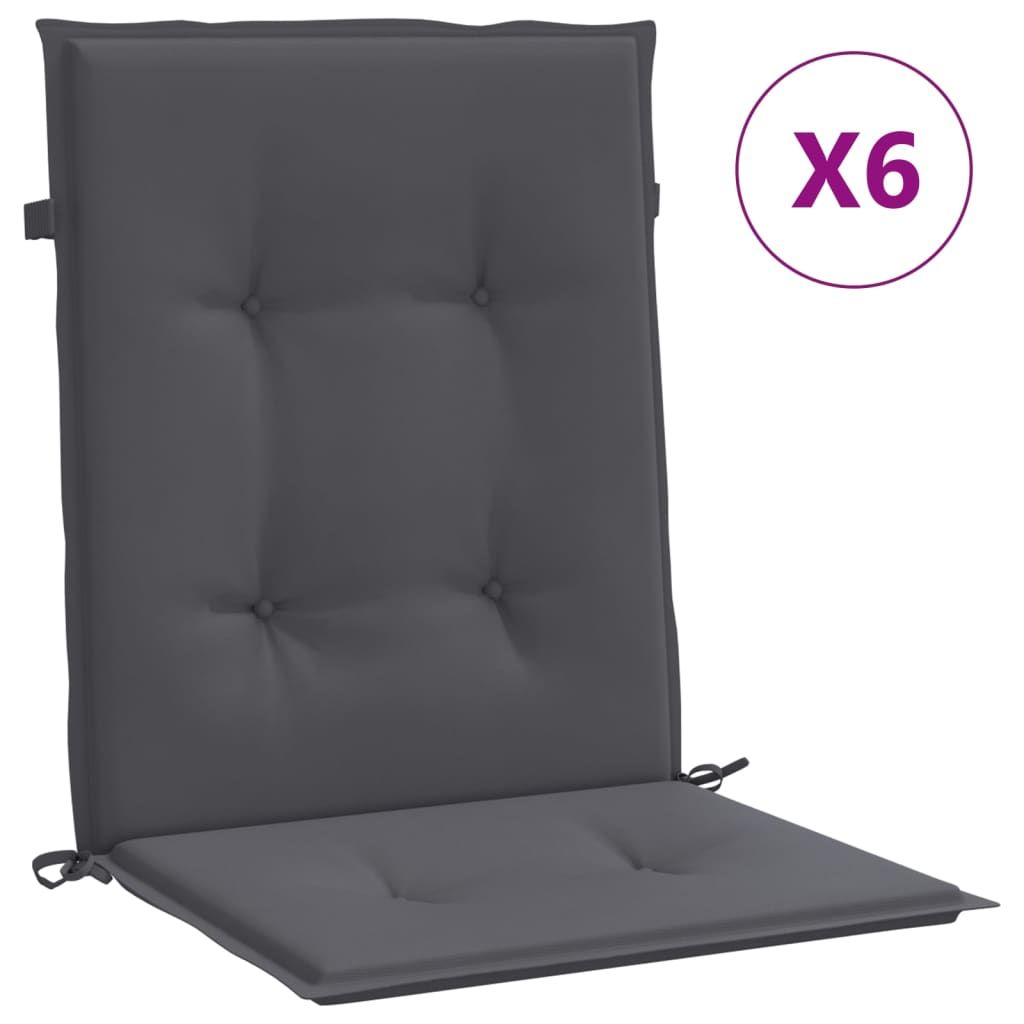 vidaXL Garden Lowback Chair Cushions 6 pcs Anthracite Oxford Fabric