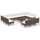 vidaXL 14 Piece Patio Lounge Set with Cushions Poly Rattan Brown