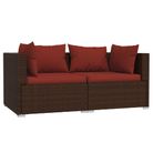 vidaXL Patio Loveseat with Cushions Brown Poly Rattan