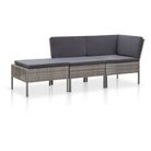 vidaXL 3 Piece Garden Lounge Set with Cushions Poly Rattan Grey