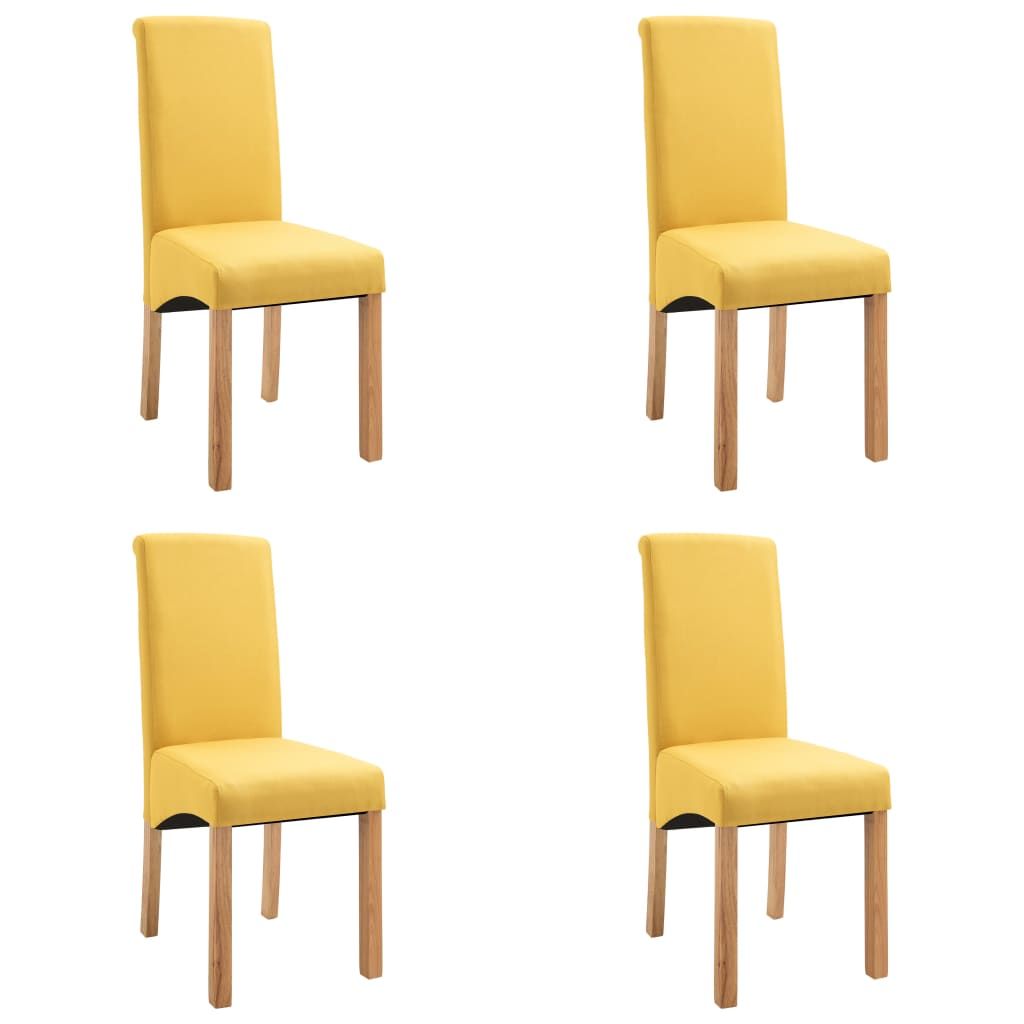vidaXL Dining Chairs 4 pcs Yellow Fabric
