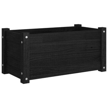 vidaXL Garden Planter Black 23.6"x12.2"x12.2" Solid Wood Pine