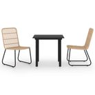vidaXL 3 Piece Outdoor Dining Set Poly Rattan and Glass