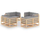 vidaXL 8 Piece Garden Lounge Set with Cushions Solid Wood Pine