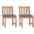 vidaXL Patio Chairs 2 pcs with Cushions Solid Teak Wood
