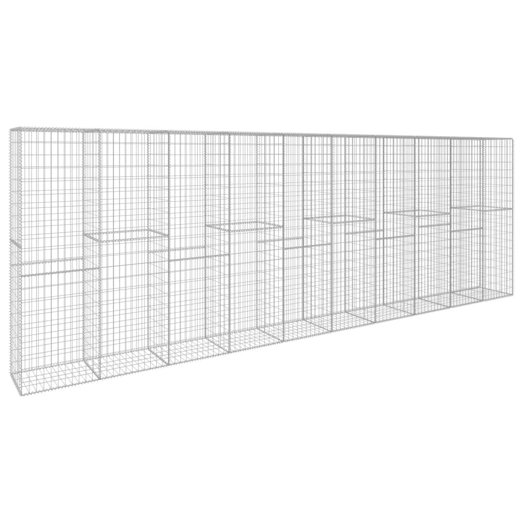 vidaXL Gabion Wall with Cover Galvanized Steel 236.2"x19.7"x78.7"