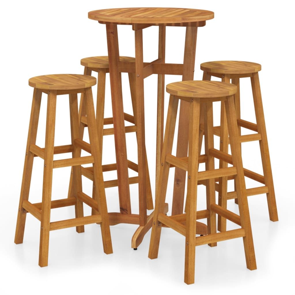 vidaXL 5 Piece Garden Bar Set Solid Wood  Acacia