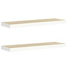 vidaXL Floating Wall Shelves 2 pcs Oak and White 90x23.5x3.8 cm MDF