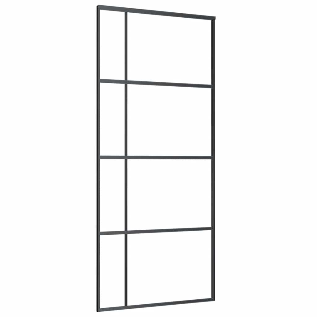 vidaXL Sliding Door Frosted ESG Glass and Aluminum 35.4"x80.7" Black