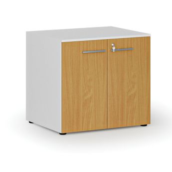 Kancelářská skříň s dveřmi PRIMO WHITE, 800 x 640 x 735 mm, bílá/buk