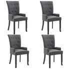 vidaXL Dining Chairs with Armrests 4 pcs Dark Gray Fabric