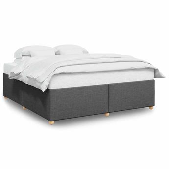 vidaXL Bed Frame without Mattress Dark Grey King Fabric