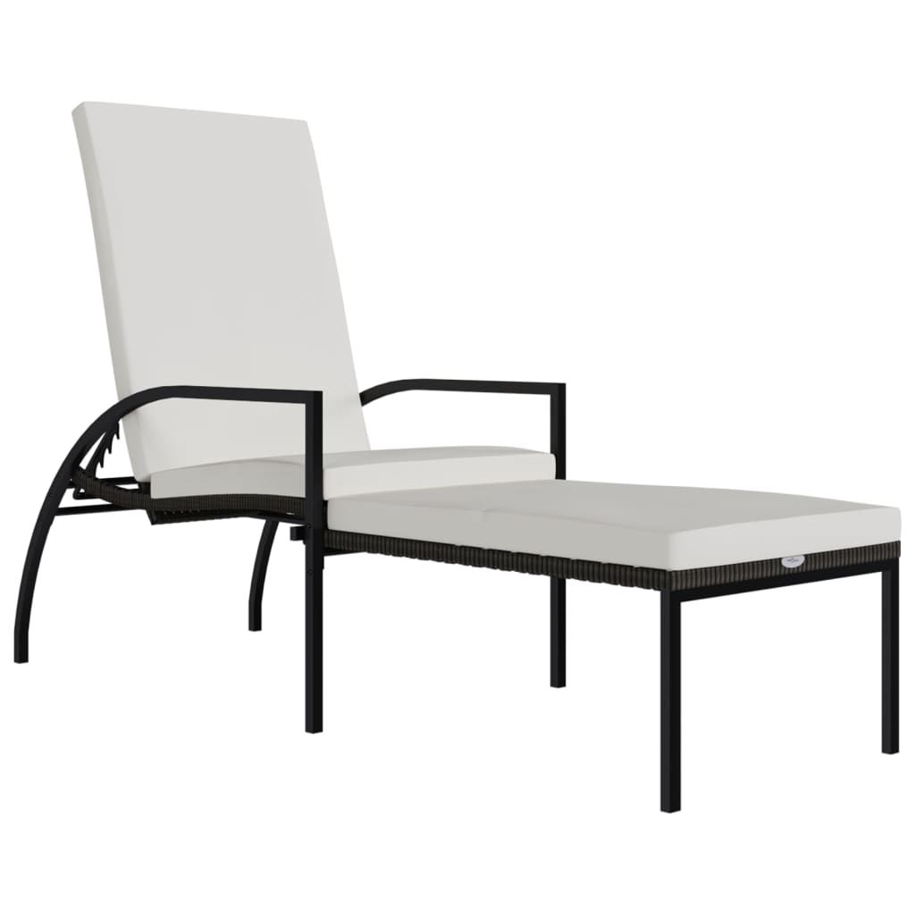 vidaXL Sun Lounger with Footrest PE Rattan Brown
