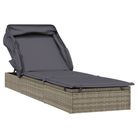 vidaXL Sunbed with Foldable Roof Gray 83.9"x24.8"x38.2" Poly Rattan