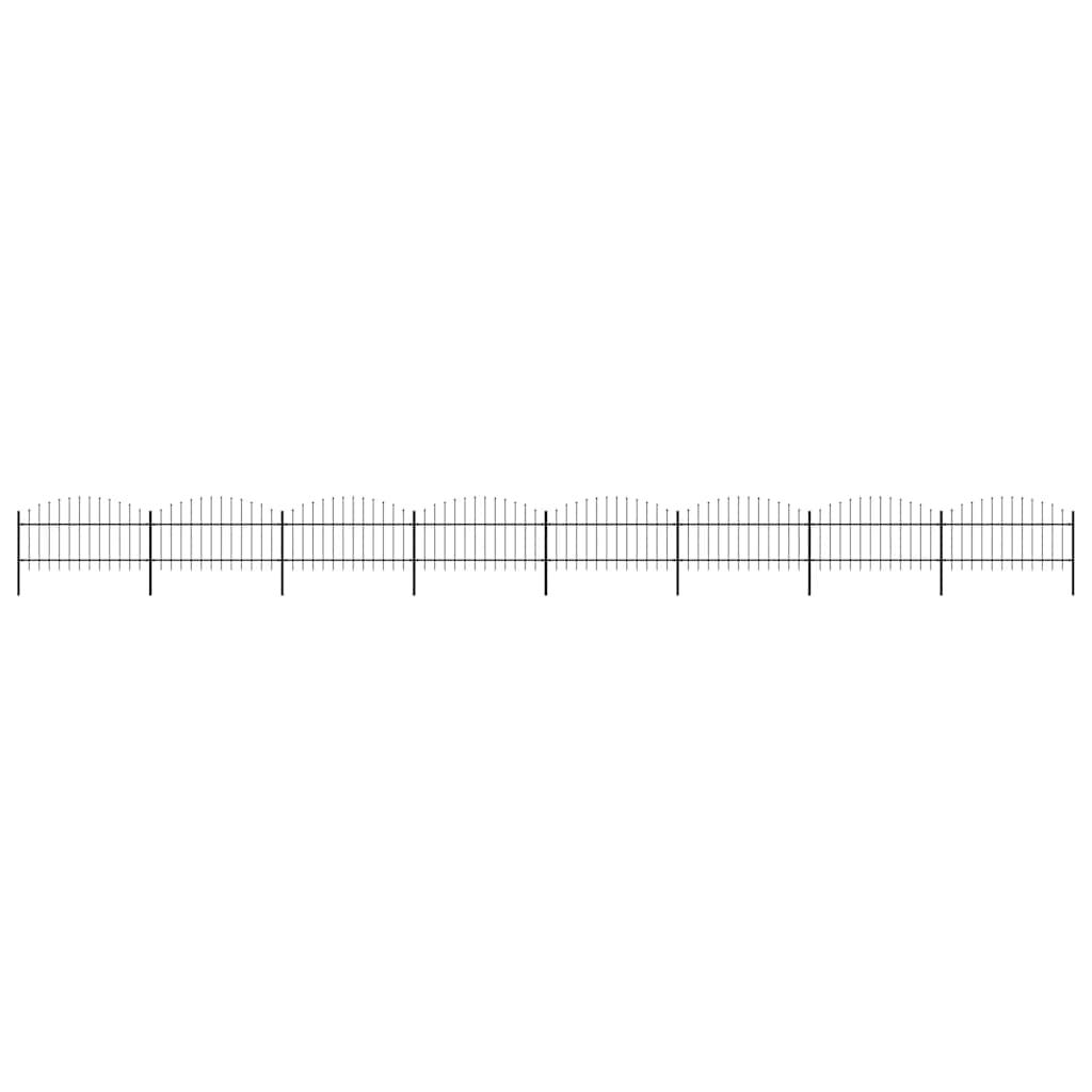 vidaXL Garden Fence with Spear Top Steel (1-1.25)x13.6 m Black