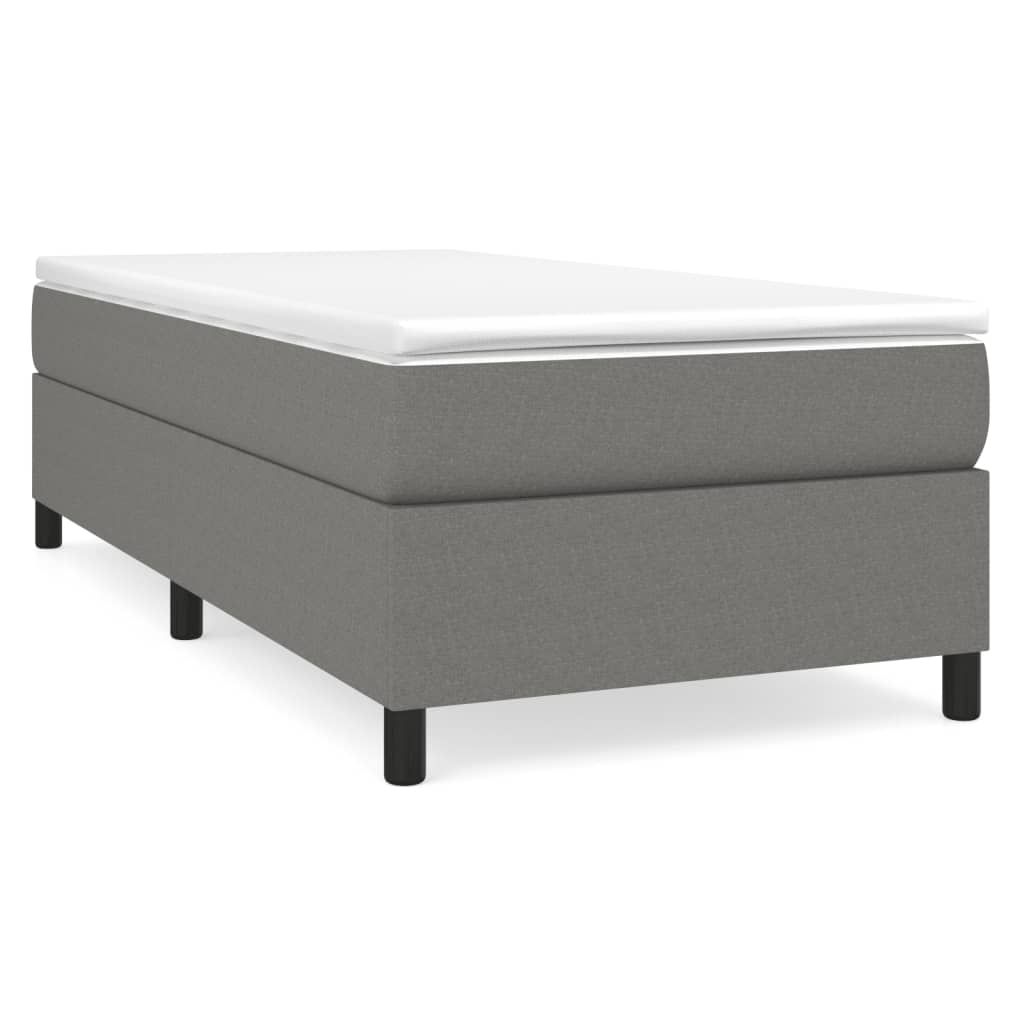 vidaXL Box Spring Bed Frame Dark Gray Twin Fabric (US Only)