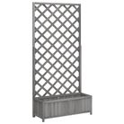 vidaXL Planter with Trellis Gray Solid Wood Fir
