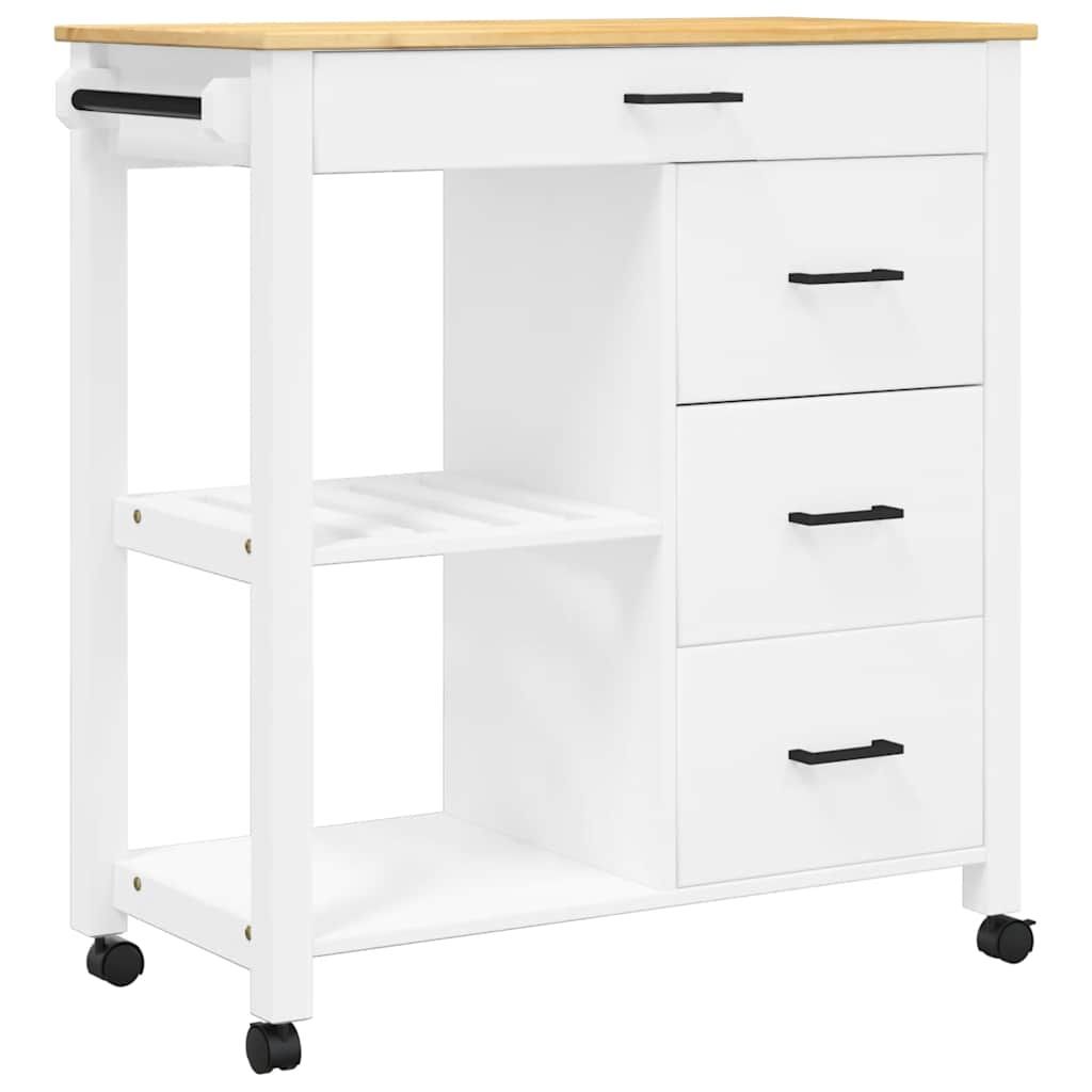 vidaXL Kitchen Trolley MONZA 33.1"x15.7"x34.8" Solid Wood Pine