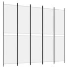 vidaXL 5-Panel Room Divider White 250x220 cm Fabric