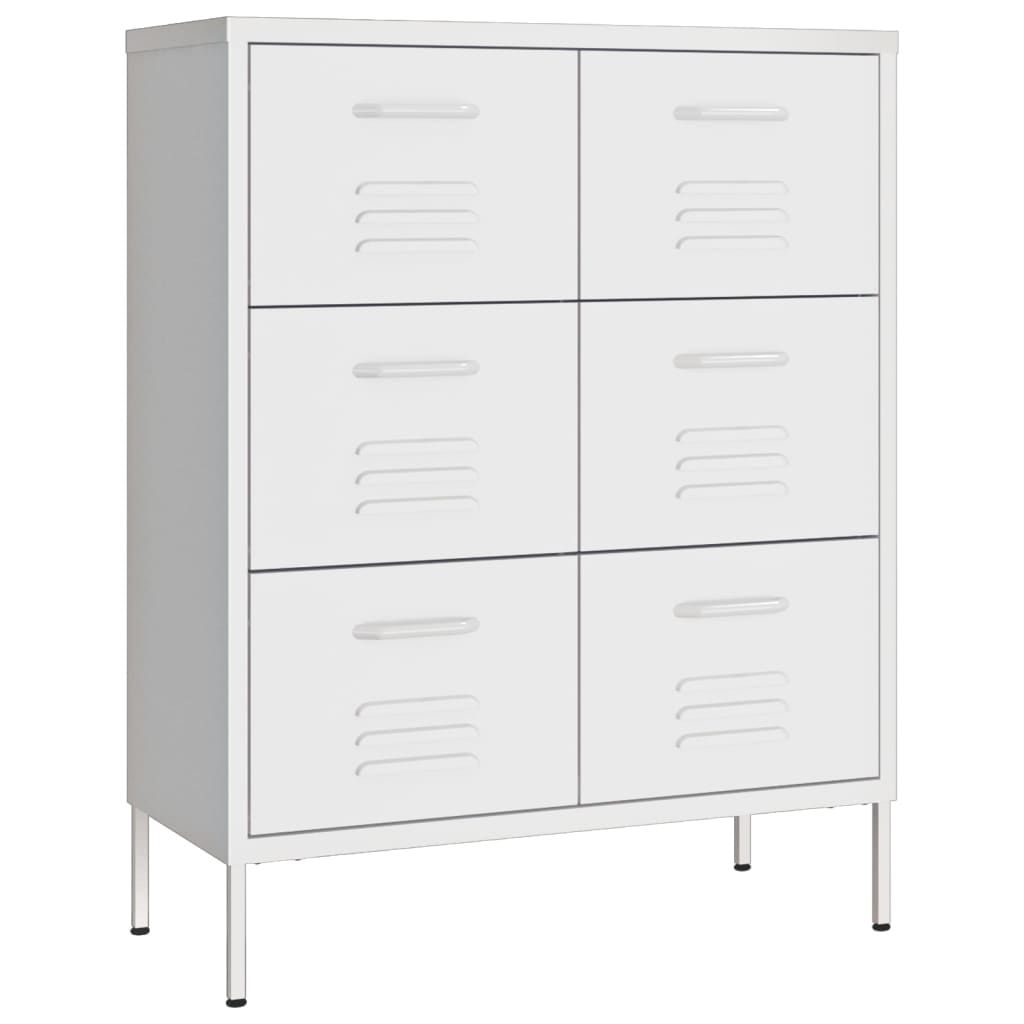 vidaXL Drawer Cabinet White 31.5"x13.8"x40" Steel