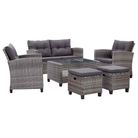 vidaXL 6 Piece Patio Sofa Set with Cushions Poly Rattan Dark Gray