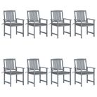 vidaXL Patio Chairs with Cushions 8 pcs Solid Acacia Wood Gray