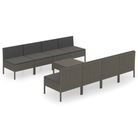 vidaXL 9 Piece Patio Lounge Set with Cushions Poly Rattan Gray