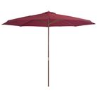 vidaXL Garden Parasol with Wooden Pole 350 cm Burgundy