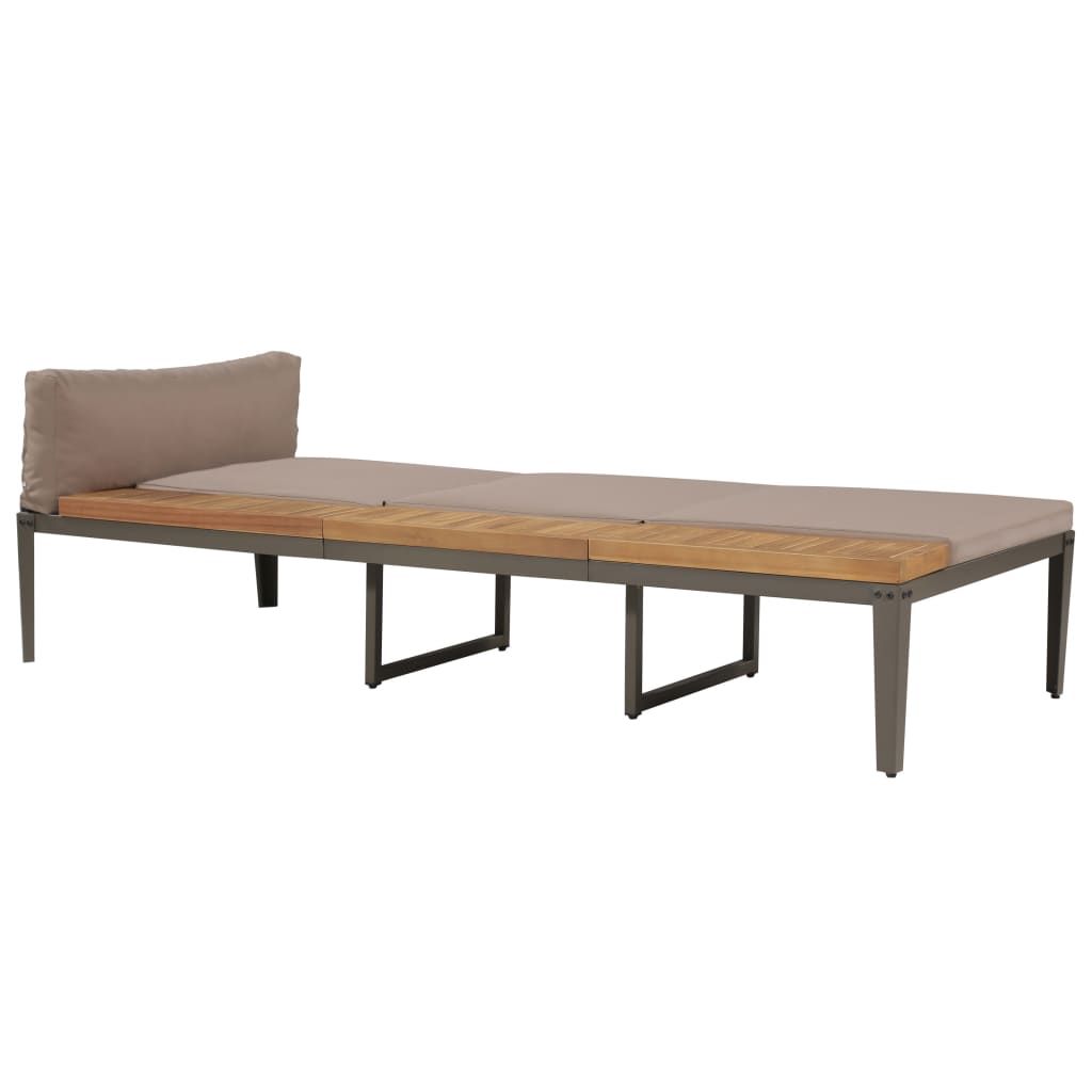 vidaXL Sun Lounger with Cushions Solid Acacia Wood Brown