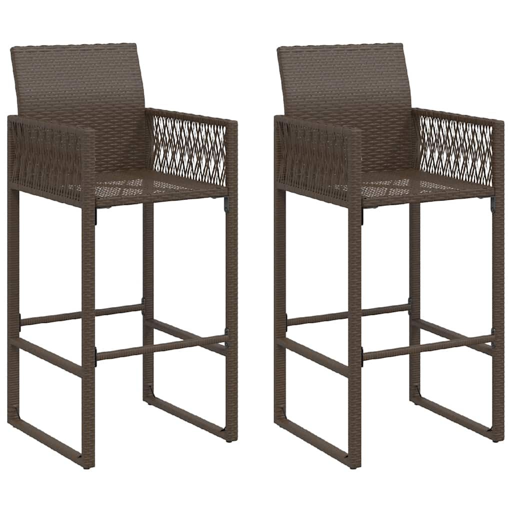 vidaXL Patio Bar Stools 2 pcs Brown Poly Rattan