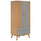 vidaXL Wardrobe OLDEN Gray and Brown 30.1"x20.9"x67.7" Solid Wood Pine