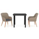vidaXL 3 Piece Patio Dining Set with Cushions Brown