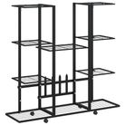 vidaXL Flower Stand with Wheels 94.5x24.5x91.5 cm Black Iron