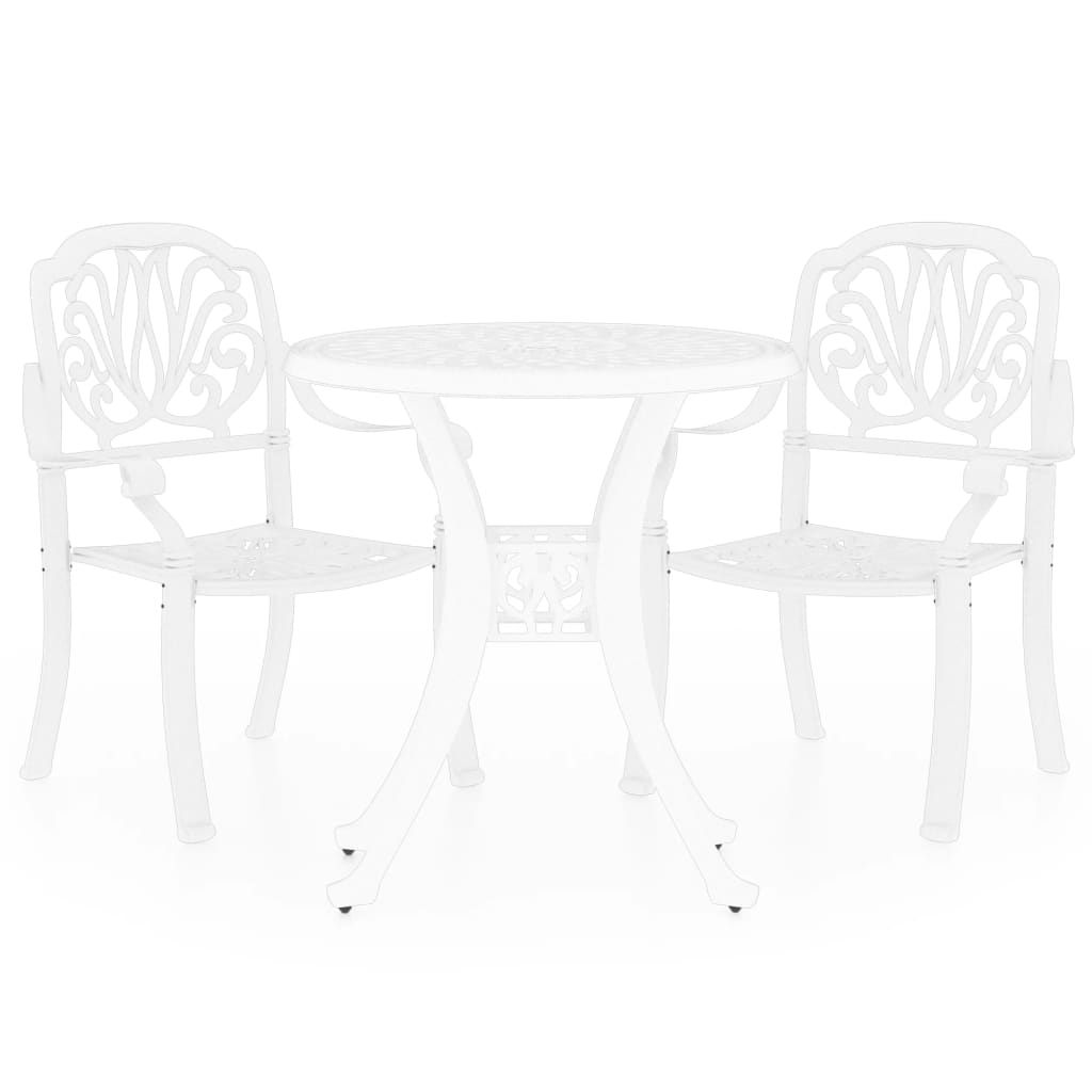 vidaXL 3 Piece Bistro Set Cast Aluminum White