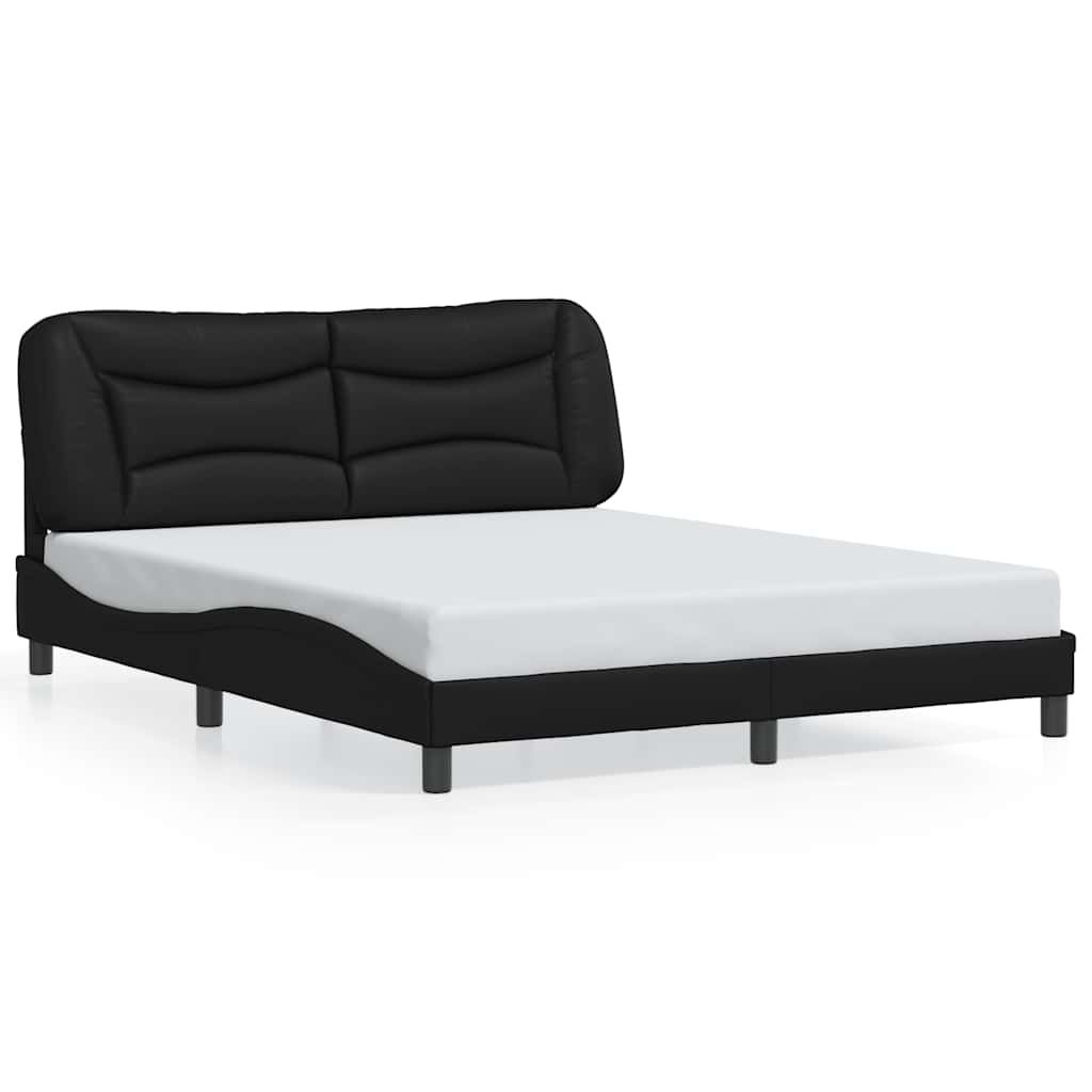 vidaXL Bed Frame without Mattress "Hvar" Black 59.8"x79.9" Faux Leather