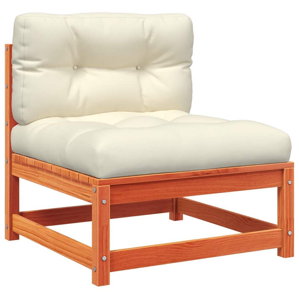 vidaXL Garden Sofa Armless with Cushions Wax Brown Solid Wood Pine