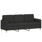 vidaXL 3-Seater Sofa Black Fabric 180 cm
