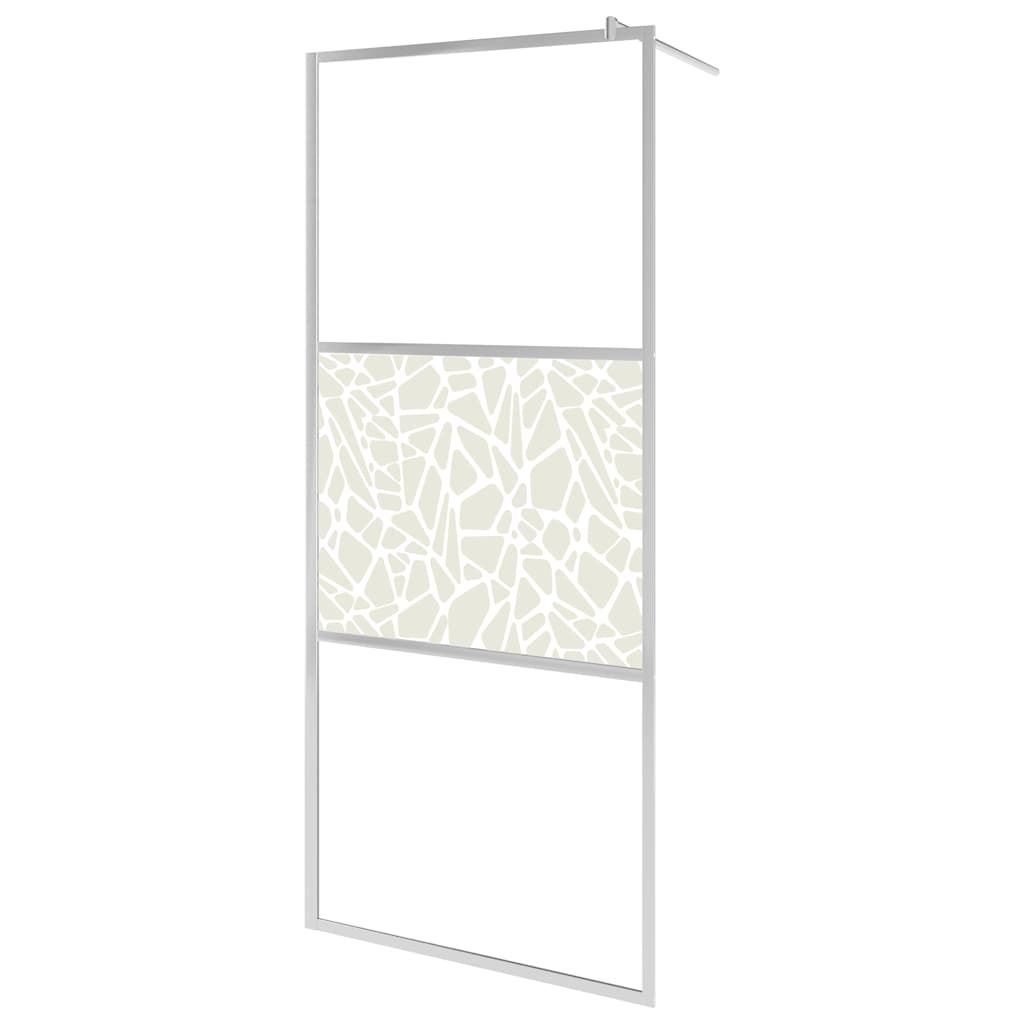 vidaXL Walk-in Shower Wall ESG Glass with Stone Design 90x195 cm