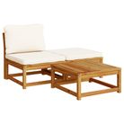 vidaXL 3 Piece Garden Lounge Set with Cushions Solid Wood Acacia