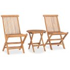 vidaXL 3 Piece Folding Patio Dining Set Solid Teak Wood