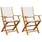 vidaXL Garden Chairs 2 pcs Cream White Solid Wood Acacia and Fabric