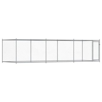 vidaXL Dog Cage with Door Gray 19.7'x6.6'x4.9' Galvanized Steel