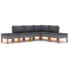 vidaXL 6 Piece Patio Lounge Set with Cushions Poly Rattan Gray