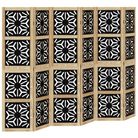 vidaXL Room Divider 6 Panels Brown and Black Solid Wood Paulownia