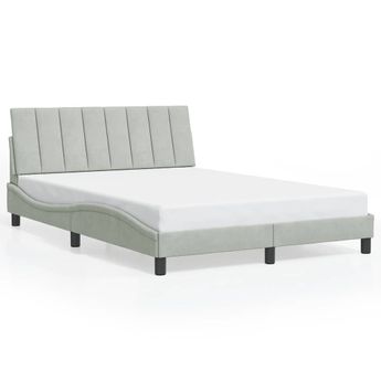 vidaXL Bed Frame without Mattress "Hanko" Light Gray 53.9"x74.8" Velvet