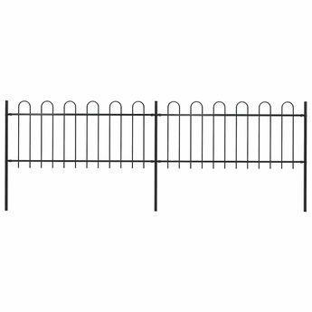 vidaXL Garden Fence with Hoop Top Steel 359x80 cm Black
