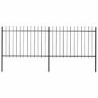 vidaXL Garden Fence with Spear Top Steel 3.4x1.2 m Black
