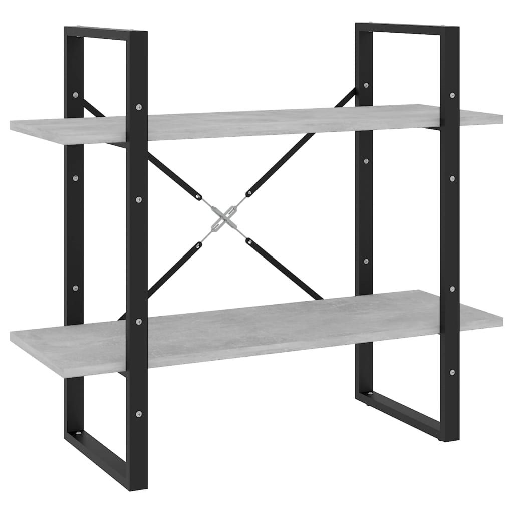 vidaXL 2-Tier Book Cabinet Concrete Gray 31.5"x11.8"x27.6" Engineered Wood