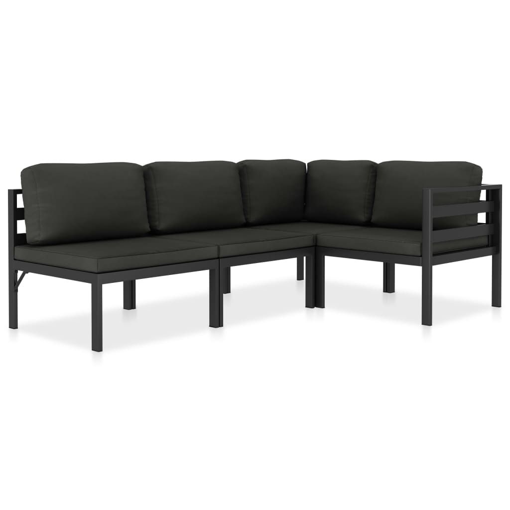 vidaXL 4 Piece Patio Lounge Set with Cushions Aluminum Anthracite