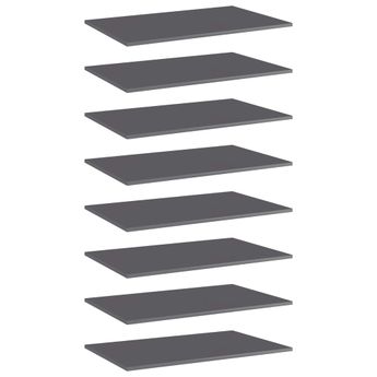 vidaXL Bookshelf Boards 8 pcs High Gloss Grey 80x50x1.5 cm Engineered Wood